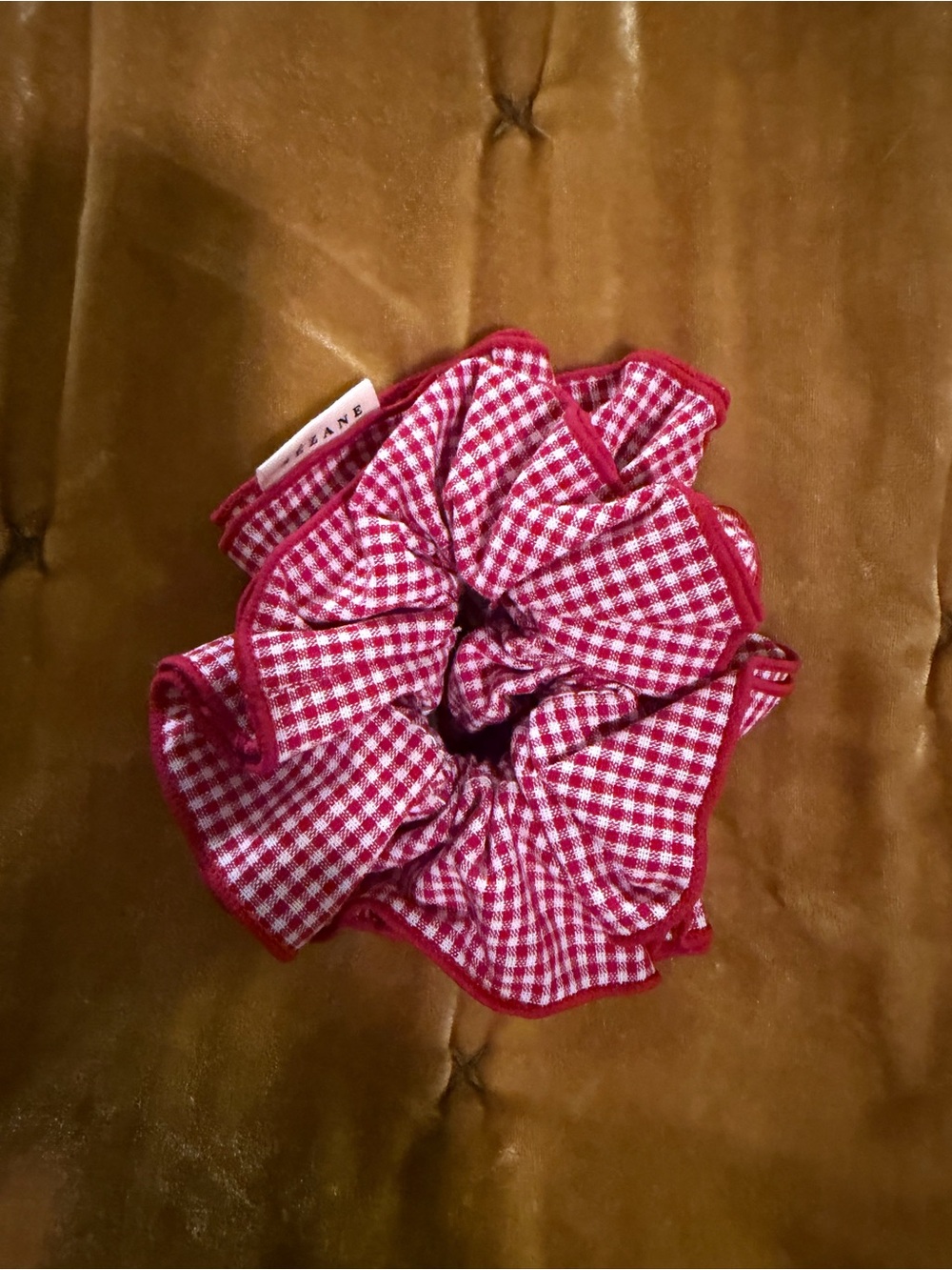 Sezane Red Gingham Hair Scrunchie - Ruffle Detail NWB - Picture 2 of 3